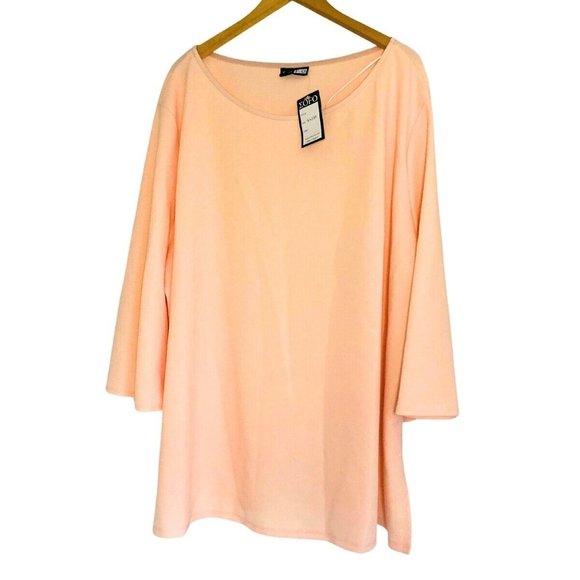 Sofo Curves Tops - BNWT PEACH LADIES WOMANS PLUS SIZE 34 (5XXL) ROUND NECK T SHIRT TOP blouse